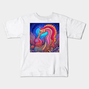 Pat the Colorful and Psychedelic Seahorse Kids T-Shirt